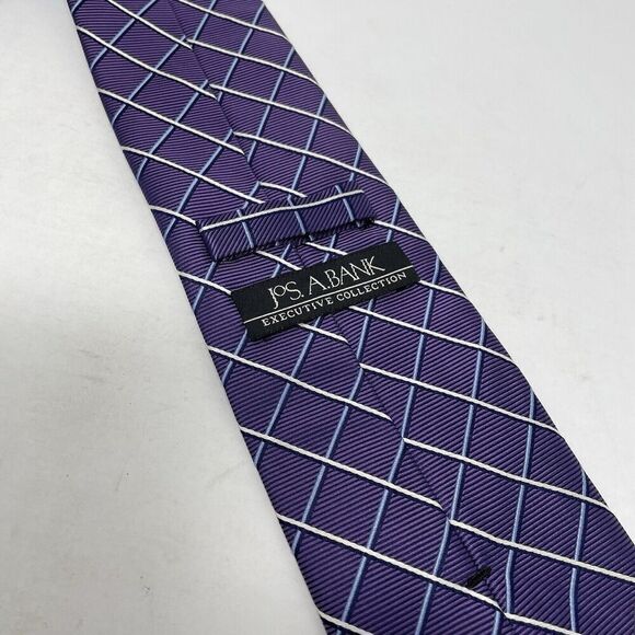 JOS A BANK Neck Tie Men 100% Silk NEW Purple Check Executive Collection - Picture 4 of 6